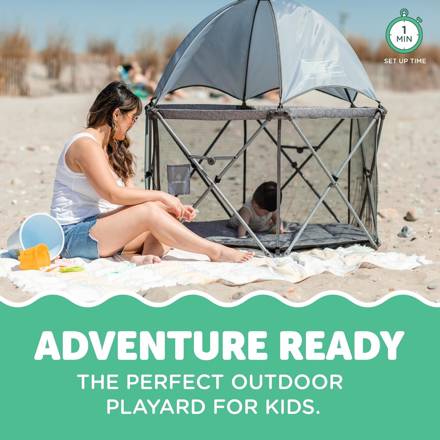 Go With Me Eclipse Deluxe Portable Playard with Canopy - Elephant Grey (Unisex)