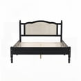 thumbnail image 4 of Queen Size Wooden Platform Bed with Black Rattan Headboard, 600LBS Load Capacity, for Bedroom, 4 of 14