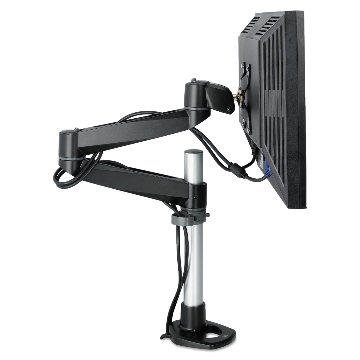 3M Dual-Swivel Single Display Adjustable Monitor Arm Black MA140MB