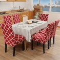 thumbnail image 2 of Dining Chair Covers, Geometric Print Dining Chair Slipcovers, Removable Washable Stretch Furniture Protector for Kitchen Room Hotel Table Banquet (4 Per Set, Wine Red), 2 of 8