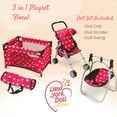 thumbnail image 4 of The New York Doll Collection 3-in-1 Baby Doll Furniture Set, Pink Hearts, Includes Stroller, Swing, 4 of 6