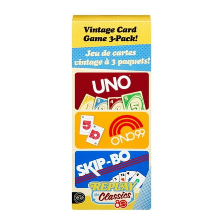 Vintage Set with 3 Card Games, UNO, O’NO 99 & Ski-Bo for Kid, Adult & Family Nights & Parties