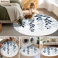 thumbnail image 6 of Navy Blue Ombre Botanical Large Area Rugs for Bedroom Living Room, Soft Non Slip Carpet Bedside Rug, Watercolor Pastoral Leaf Round Floor Cover Kitchen Accent Rug 5' for Dining Room/Office, 6 of 9