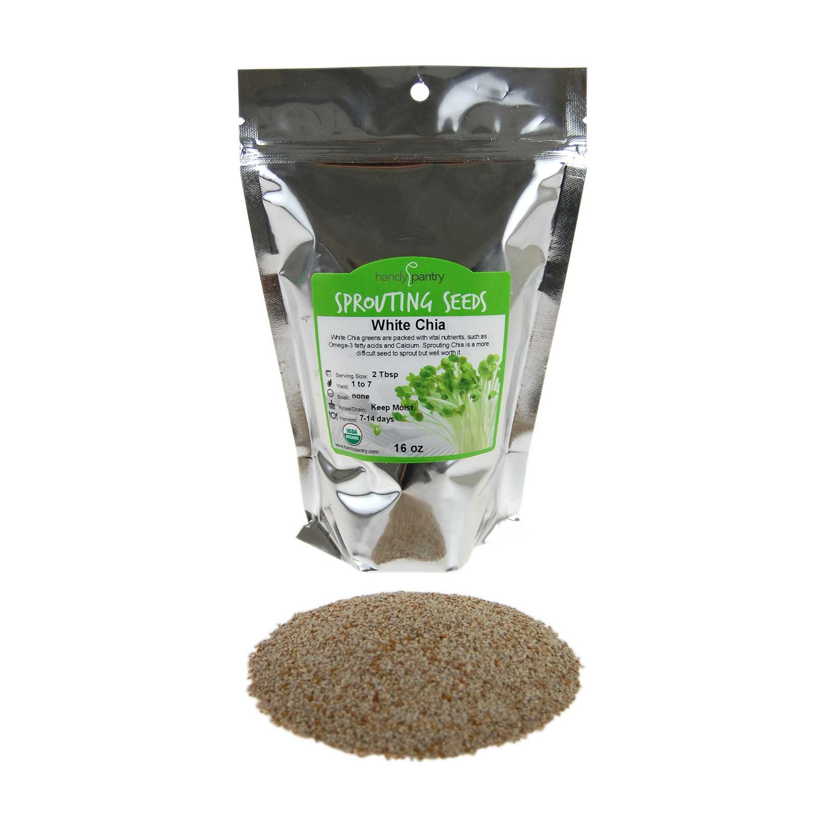 Organic White Chia Seeds 1 Lbs Sprouting Seeds For Growing Sprouts