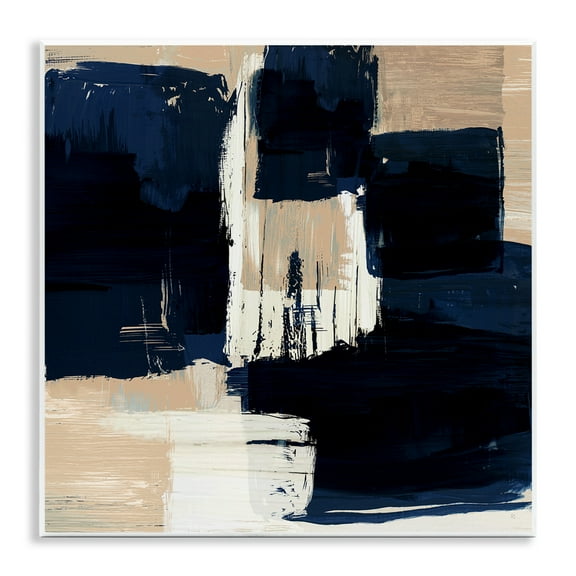 Stupell Industries Restless Blue & Tan Shapes Abstract Painting Unframed Art Print Wall Art, 12 x 12