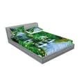 thumbnail image 2 of Ambesonne Nature Fitted Sheet & Pillow Sham Set, Waterfall Rocks Forest, Calking, Fern Green Pale Blue, 2 of 2