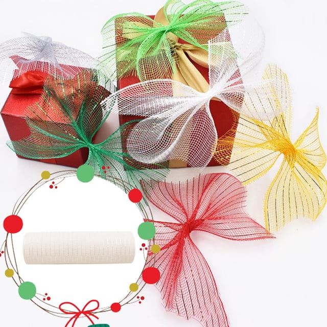 Veeogra Clearance Items,Office Decor,Poly Mesh Ribbon with Metallic Foil Each Roll for Wreaths Swags Bows Wrapping And Decorating,Mesh