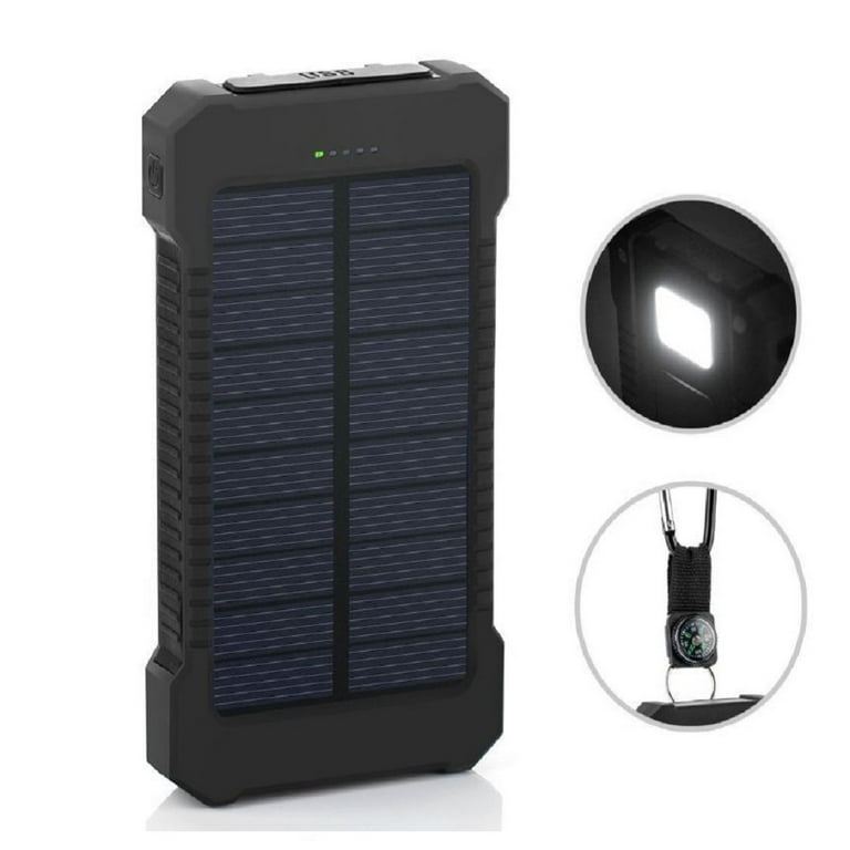 2023 Super 5000000mAh 2 USB Portable Charger Solar Power Bank For Cell  Phone, White + Blue 