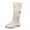 Beige, variant on Shadoumai Cowboy Boots Woman Winter Suede Flat Boot with Zipper Fashion Round Toe Cozy Shoes Casual Solid Flock Mid Calf Boots
