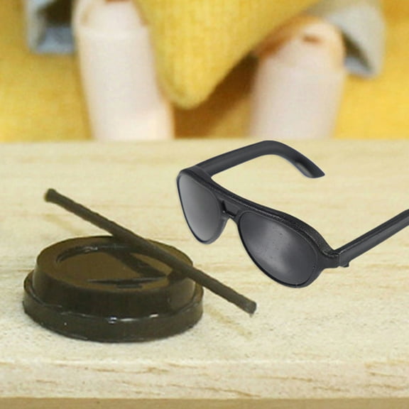 HOOWIFFY 12Pcs Mini Sunglasses For Dolls Black Round Shape Playtime Set