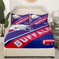thumbnail image 3 of Erosebridal Sheets American Football Sheet Set Blue and Red Rugby Game Helmet Bed Sheets Set Football Sports Team Flat Fitted Sheet with 2 Pillowcases, Full (Buffalo), 3 of 6