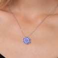 thumbnail image 3 of Gem Stone King 2.75 Ct Blue Tanzanite 925 Silver and 10K Yellow Gold Pear Shape Flower Pendant with Chain, 3 of 6