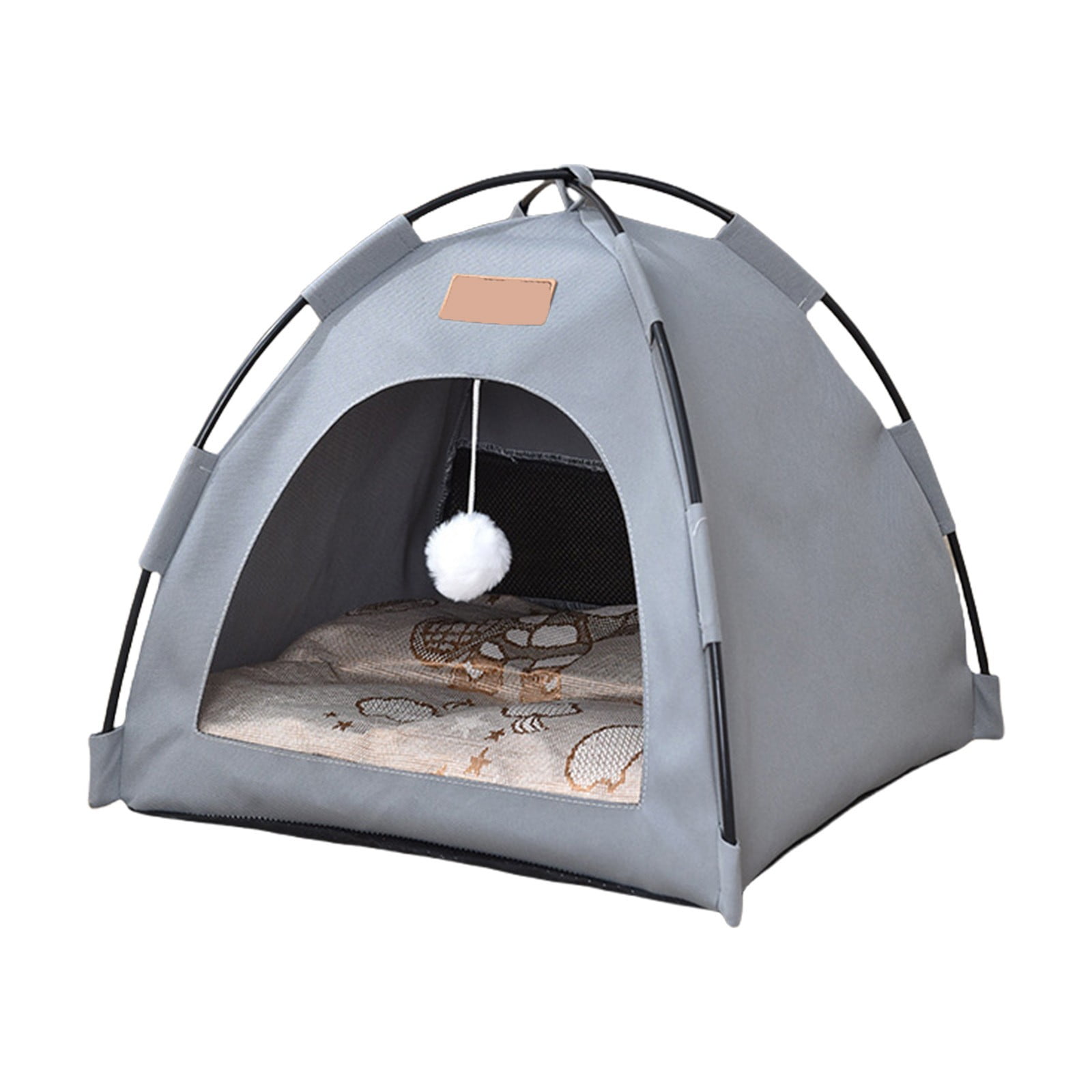 Nilvkv Four Season Semi Enclosed Pet Tent House Washable Waterproof Outdoor Cats Dogs Bed For Small Pets Grey Green Khaki 15.7x15.7x1.2in