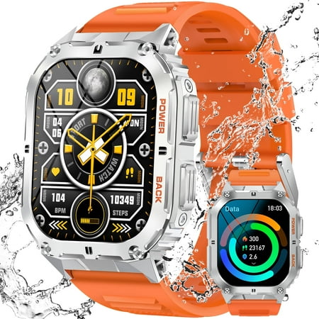 Cyberdyer K61P Smart Watches for Men with Compass (Answer/Make Calls) 1.96" AMOLED HD Screen Sport Smartwatch with 100+ Sport Modes 380mAh Smart Watch Compatible with iOS Android, 1pc