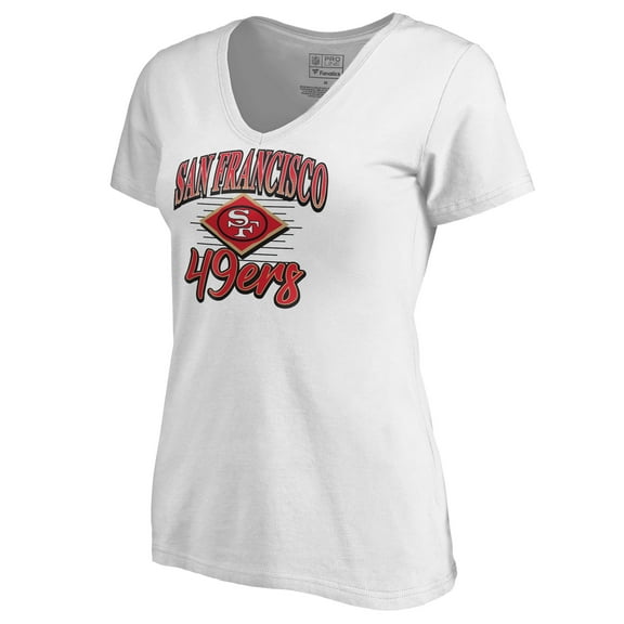 Women's White San Francisco 49ers Artifact V-Neck T-Shirt