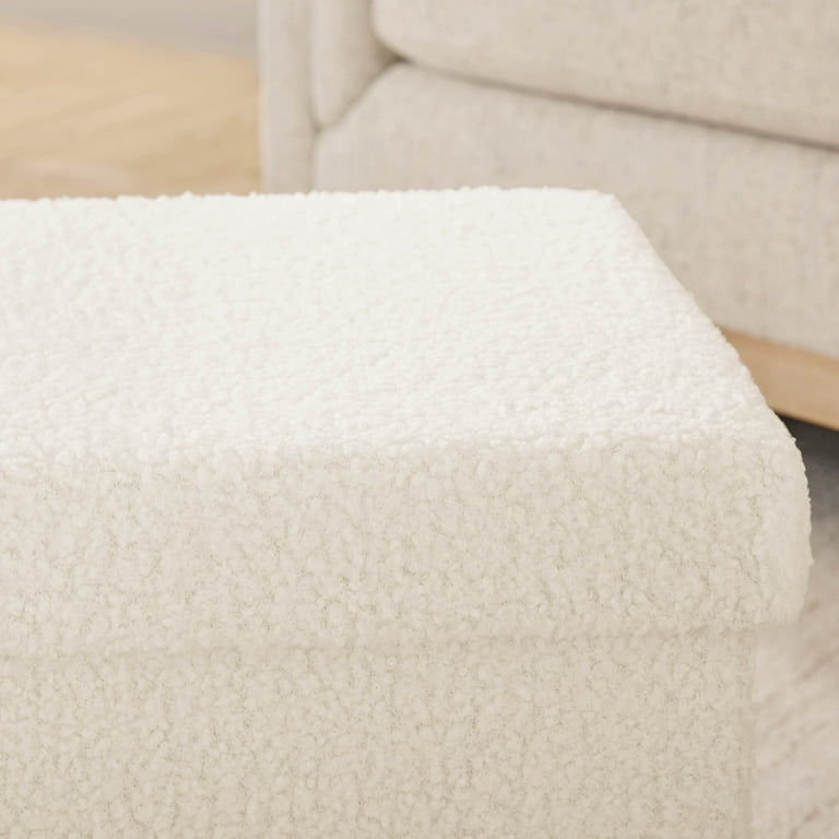 Mainstays 30 In Collapsible Storage Ottoman Bench, Cream photo 5