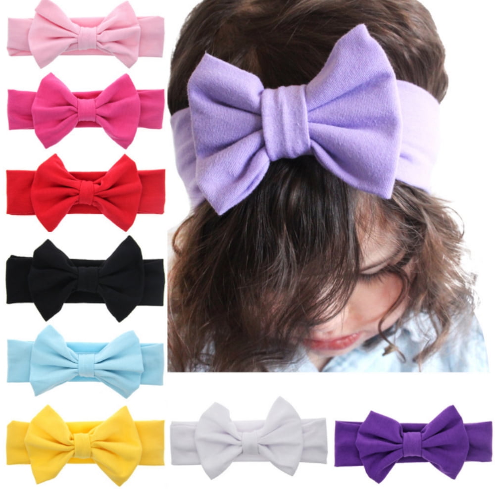 9PCS Baby Girls Headbands with Baby Bows Headband with Flower Nylon Head Wrap