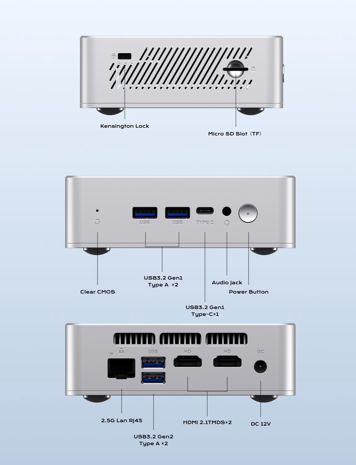 MINISFORUM Mini PC UN150P Twin Lake N150 Micro Computer, 16GB RAM+512GB SSD, 2xHDMI TMDS/1xUSB-C 4K Triple Display, 4X USB3.2, 2.5inch SATA HDD Slot, SD Card Slot Intel UHD Graphics Small Form Factor