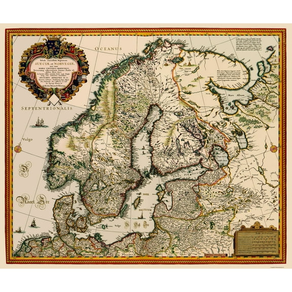 Historic Map - Scandinavia - Visscher 1656 - 23 x 27.34 - Vintage Wall Art