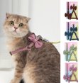 thumbnail image 1 of Flmtop Pet Harness Bowknot Decor Adjustable Polyester Dog Safe Chest Strap Leash for Walking Purple, 1 of 9