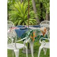thumbnail image 3 of Outdoor Tablecloth with Umbrella Hole for Patio/Picnic/Party/Camping, Pink Flamingo Waterproof Table Cloth Round Cover Washable, Summer Tropical Palm Leaves Rustic Burlap (Dia 54"), 3 of 9