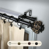 Domovina Raina 13/16-inch Double Curtain Rod-Color:Black,Size:28-48"