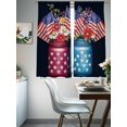 thumbnail image 4 of 4th of July Sheer Curtains for Living Room Bedroom American Flag Independence Day Floral Black Sheer Curtains 72 Inch Long 2 Panels Set Light Filtering Curtain Window Treatments Drapes, 4 of 6
