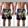 thumbnail image 3 of luoweisi Men's Beach Shorts Quick Dry Swim Trunks with Mesh Lining Abstract Rhinoceros S, 3 of 5