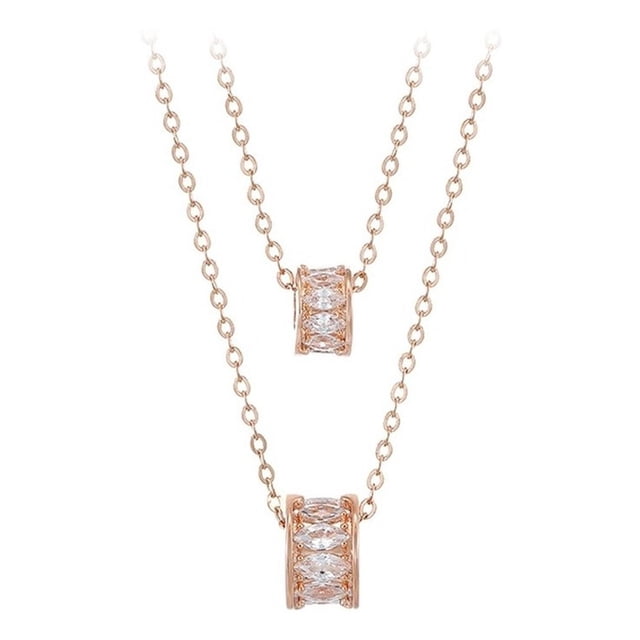Fino Collar Doble Zirconia Diamante Blgari Oro Rosa 14k Lam rosa Unitalla