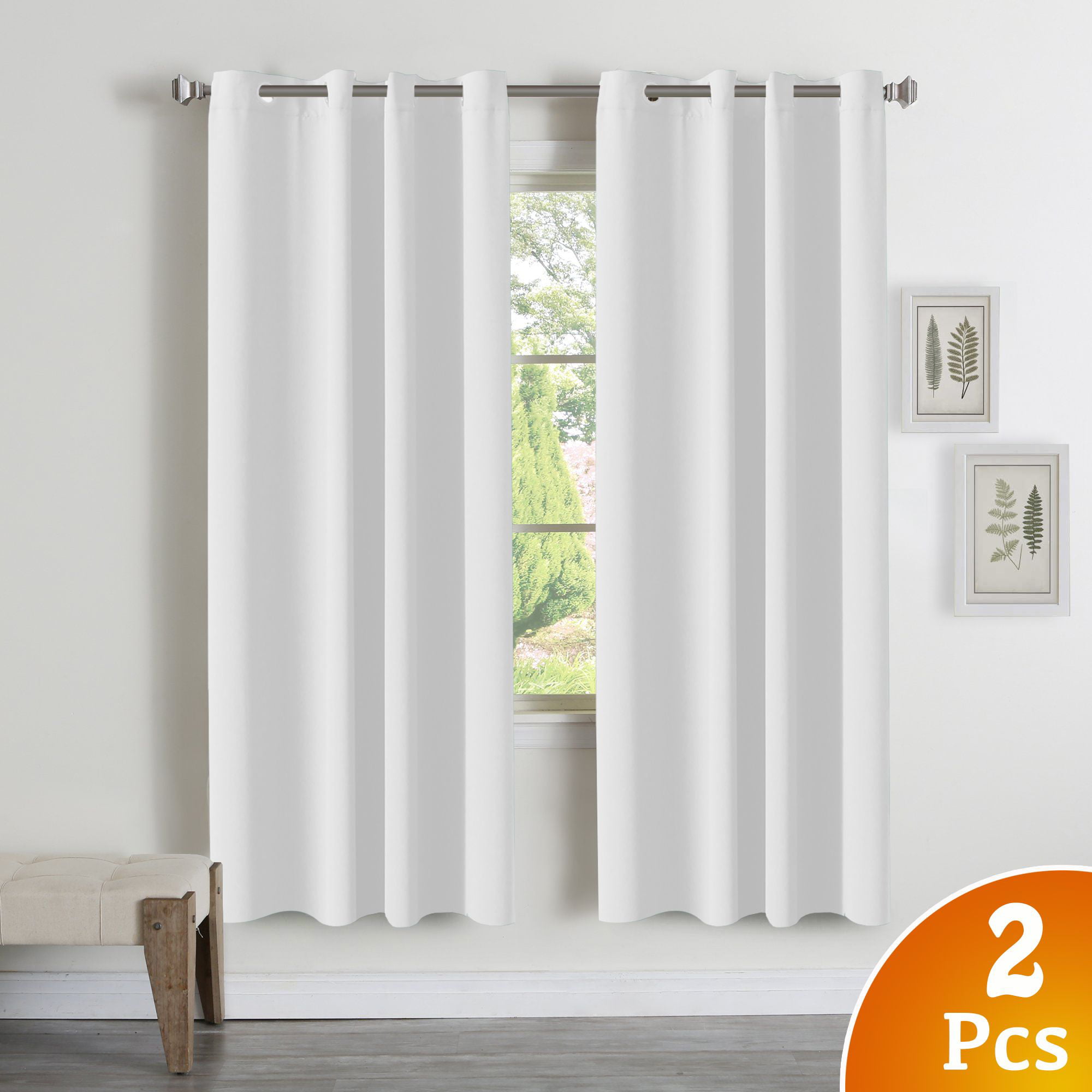 Room Darkening White Curtains 50 Blackout Curtains for Living Room Grommet Top Thermal