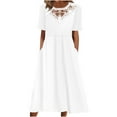 thumbnail image 1 of Fankiway Fashion Women Summer Solid Color Causal Round Neck Short Sleeve Vacation Dress Plus Size Dresses for Curvy Women Spring Dresses for Women 6421, 1 of 4