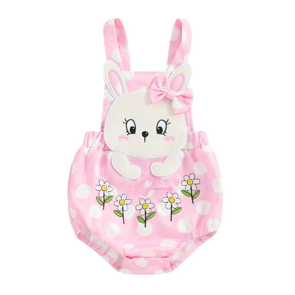 Elippeo Baby Girl Sleeveless Romper 3 6 9 12 18 Months Summer Floral Print Cute Bunny Jumpsuit for Newborn Toddler Cute Clothes