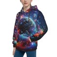 thumbnail image 2 of KLL Unisex Kids Boys Girls Hooded Pocket Pullover Hoodies-Outer Space Floating Numbers And Letters, 2 of 5