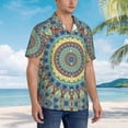 thumbnail image 3 of Honeii Round Mandala1 Print Men’s Hawaiian Shirt,Classic Button-Down Short Sleeve Shirt, for Beach, Vacation, and Outdoor Activities,Small, 3 of 7