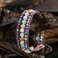 thumbnail image 4 of GHSDFBB Boho Handmade Natural Stone Bead 3 Row Wide Wrap Wrist Statment Bracelet Jewelry Collection, 4 of 6