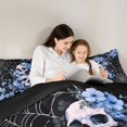 thumbnail image 5 of Homewish Halloween Skull Skeleton 7-Piece King Bedding,Blue Flowers Spider Web King Bed in a Bag,Black Reversible, 5 of 8