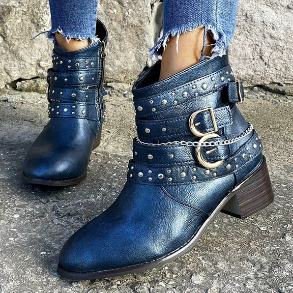 Summer Saving Clearance AXXD Flat Ladies Slip On Shoes Women Middle Mid Calf Boots 2024 Ankle Boots For Women Thanksgiving Day Slouch Boots For Rollback