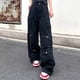 thumbnail image 3 of Pantalones cargo anchos para mujer: estilo urbano, cordón en la parte inferior, diseño con múltiples bolsillos, ajuste holgado, tallas S-XXXL., 3 of 8