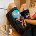 thumbnail image 3 of Mens High Waist Letter Print Pockets Lace Up Knee Length Shorts Loose Streetwear, 3 of 9