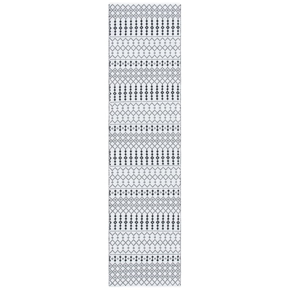 SAFAVIEH Kilim Sylvia Striped Cotton Runner Rug, Ivory/Black, 2'3" x 9'
