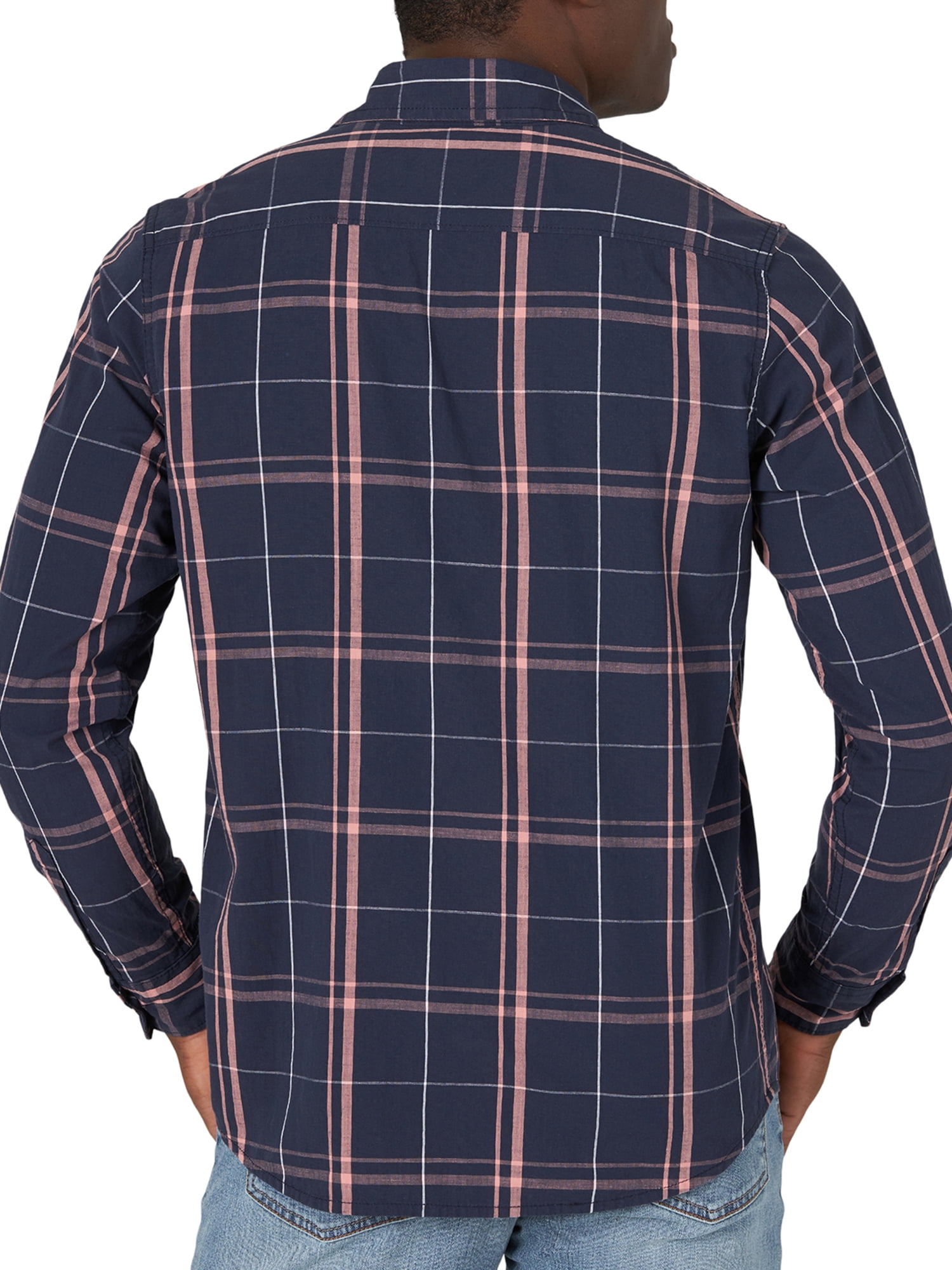 Wrangler Men's Long Sleeve Premium Slim Fit Stretch Plaid Shirt