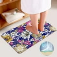 thumbnail image 4 of GZHJMY Bathroom Mat set of 3， Watercolor Flowers Fabric Pattern on navy 3 Pieces Bath Mats Set for Bathroom, Vintage Style Non-Slip Washable Cover Floor Rug Decorations for Kitchen Bathroom Bedroom, 4 of 6
