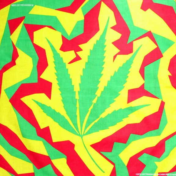 Funky Green Leaf Print Designs Cotton Bandana (22 inches x 22 inches)