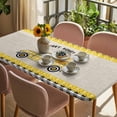 thumbnail image 3 of Yellow Truck Table Cloths for 3 Foot Rectangle Tables, Spring Bees Honey Daisy Black Buffalo Plaid Patio Waterproof Elastic Fitted Tablecloths, Washable Rectangular Table Cover for Camping, 3 of 8