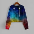 thumbnail image 2 of Xudanell Womens Cropped Sweatshirt Tie Dye Graphic Print Hoodie Women Blouses Sweatshirt Going Out Top Dark Blue XL, 2 of 5