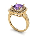thumbnail image 2 of 2.07 ctw with Simulated Diamond Halo Accents Anniversary Ring for Women | Princess Cut Simulated Alexandrite | Hyperallergenic Solid 14K Yellow Gold, 2 of 5