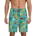 thumbnail image 1 of Balery Trucks And Excavators Pantalones cortos de pijama de punto de algodón para hombre con cinturilla y bolsillos-Large, 1 of 6