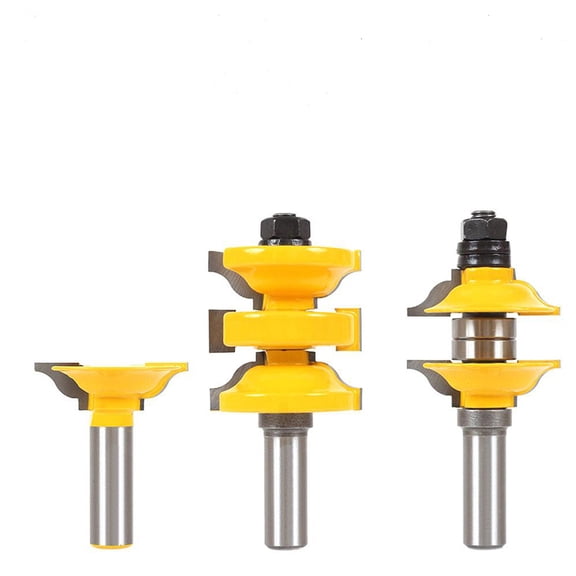 SENRISE 3 Pcs/Set Door Frame Folding Milling Cutter Set High Precision Yellow