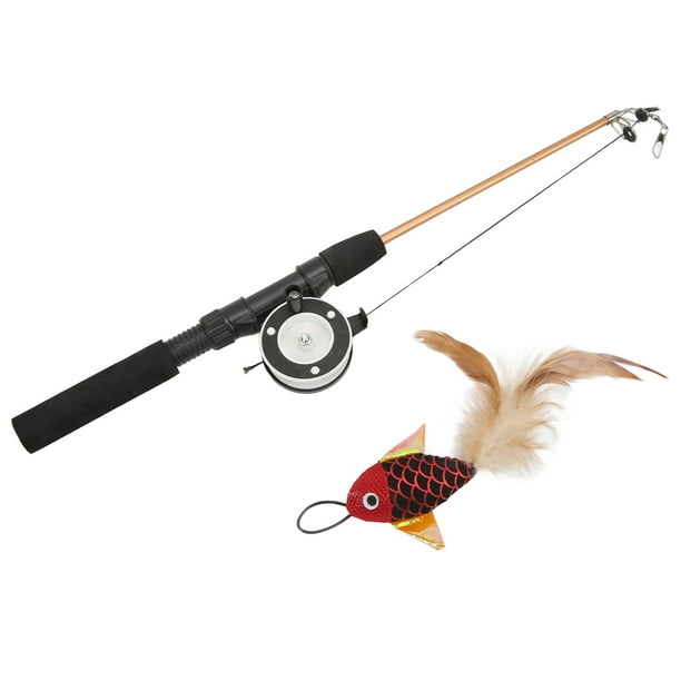 Youthink Cat Toys, Lifelike Fish Design Fishing Rod Cat Toy For Kicking For Biting Red Fish + Fishing Rod