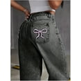 thumbnail image 7 of KAUOD Girls Baggy Jeans Wide Leg Straight Retro Denim Pants Teen Kids High Waist Cute Streetwear Y2k Jeans with Pockets, 7 of 7